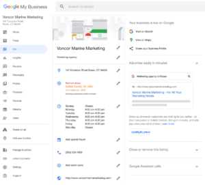 Google My Business Info Page